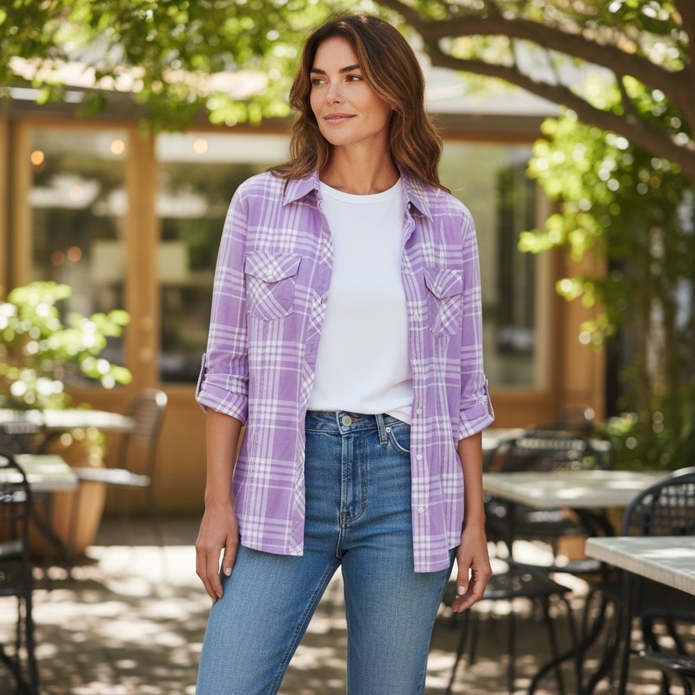 Banana Republic Lavender Checkered Shirt